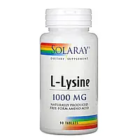 Лизин, L-Lysine, Solaray, 1000 мг, 90 таблеток (SOR-04860)