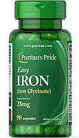 Железо, Easy Iron (Glycinate), Puritan's Pride, 28 мг, 90 капсул (PTP-11603)