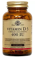 Витамин Д3, Vitamin D3 400 IU, Solgar, 400 МЕ, 100 гелевых капсул (SOL-03320)