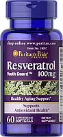 Ресвератрол, Resveratrol, Puritan's Pride, 100 мг, 60 гелевых капсул (PTP-18057)