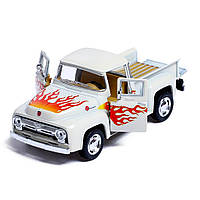 Машинка металлическая Pickup FORD F-100 (1956) Kinsmart KT5385FW инерционная 1:38 Белый, World-of-Toys