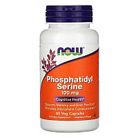 Фосфатидилсерин, Phosphatidyl Serine, Now Foods, 100 мг, 60 вегетарианских капсул (NOW-02380)