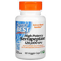 Серрапептаза, Serrapeptase, Doctor's Best, 120,000 SPUs, 90 капсул (DRB-00231)