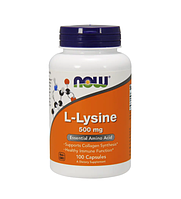 Лизин, L-Lysine, Now Foods, 500 мг, 100 капсул (NOW-00110)