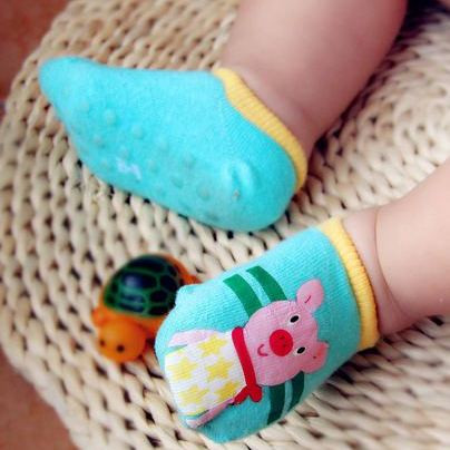 Дитячі шкарпетки антиковзні Dear Baby Бірюзові з хрюшей