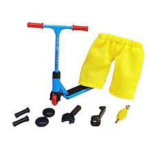 Міні-самокат для пальців Bautech 8.5x8.5 см пальчиковий фінгер самокат з аксесуарами в кейсі Зелений Синій