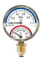 Термоманометр радиальный с поверкой  4,6,10bar /120C вертикальный Украина
