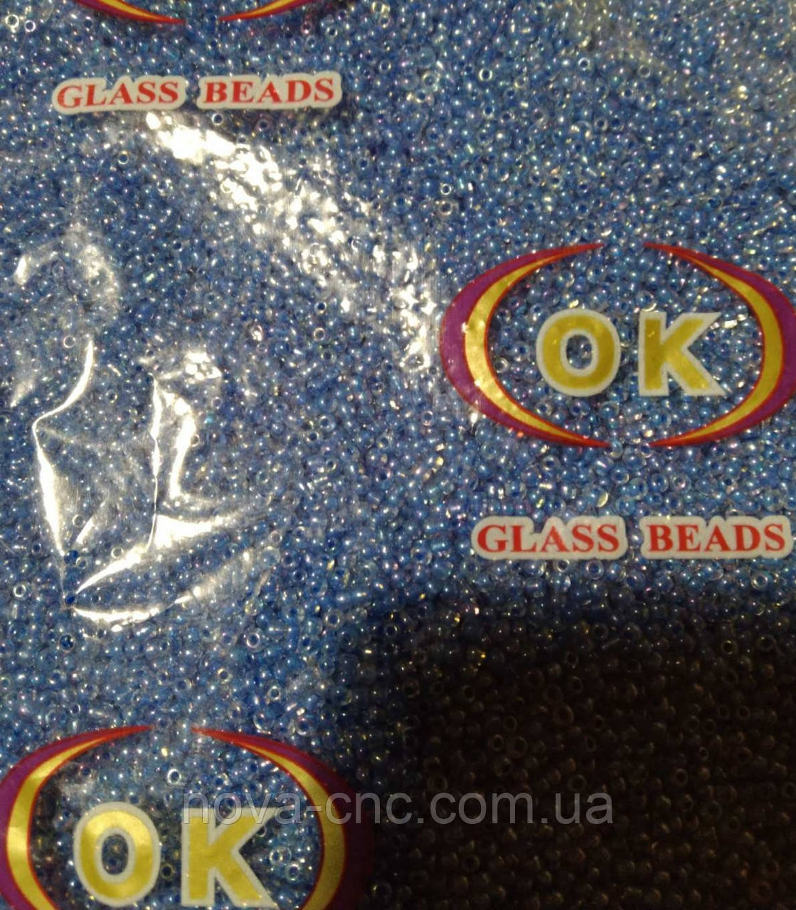 Бісер китайський № 12 (12/0) світло синій бензин упаковка 450 г для вишивки рукоділля декору