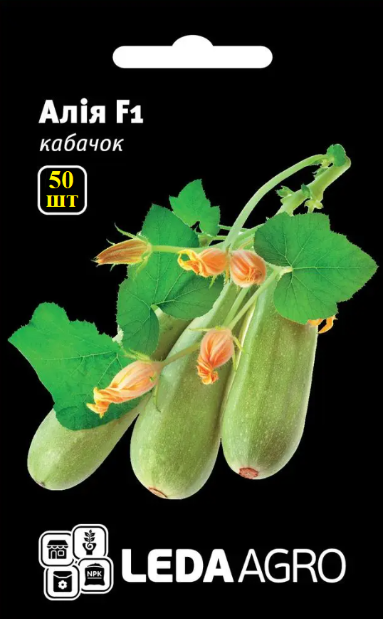 Насіння Кабачку Алія F1, 50 шт (Leda Agro), ранній гібрид для відкритого ґрунту та теплиць, фото 1