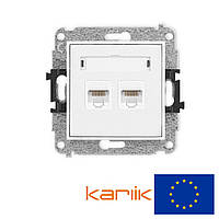 Розетка компьютерная Karlik MINI MGK-2 RJ45 UTP cat 5E 8P8C белая внутренняя LAN