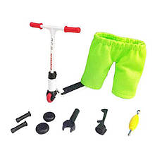 Міні-самокат для пальців Bautech 8.5x8.5 см пальчиковий фінгер самокат з аксесуарами в кейсі Зелений Білий