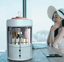 💛Акриловий органайзер для косметики на 4 секції циліндричний Білий YM226