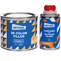 Грунт акриловый METHOD 2K Color Filler 5:1, 500 мл + 100 мл Комплект Темно-серый (графит)