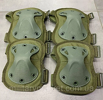 Комплект тактичні наколінники та налокітники, тип 1 (до 100 кг), захисні для військових, колір Оливковий AIRO