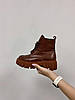 Стильні шкіряні коричневі черевики жіночі демісезон 40р, фото 2
