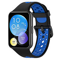 Силиконовый ремешок Primolux Perfor Classic для смарт-часов Huawei Watch Fit 2 - Black&Blue