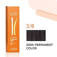 Тонуюча безаміачна фарба для волосся Londа Demi-Permanent Color 3/0 темный шатен