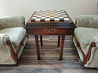 Шахматный стол на 4х ножках "Ombre Classic" с двумя ящиками для хранения фигур из натуральной древесины