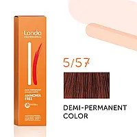 Тонувальна безаміченна фарба для волосся Londa Demi-Permanent Color 5/57 світлий шатен червоно-коричневий 