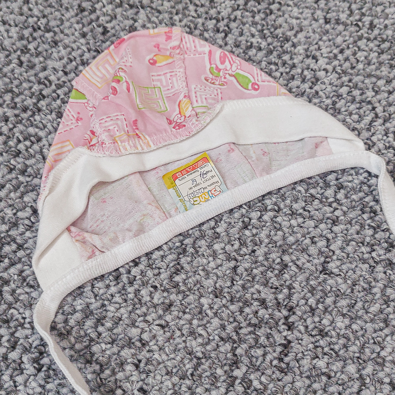 3-5 р 40 (68) тонкий бавовняний чепчик для новонароджених тоненька шапочка для малючка із зав'язками 4000 РЗВД