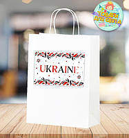 Пакет патриотический "Ukraine" красно-черный стиль 28х19х11 см