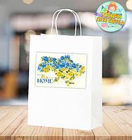 Пакет патріотичний "My home. Силует України. Жовто-блакитні троянди"  28x19x11 см