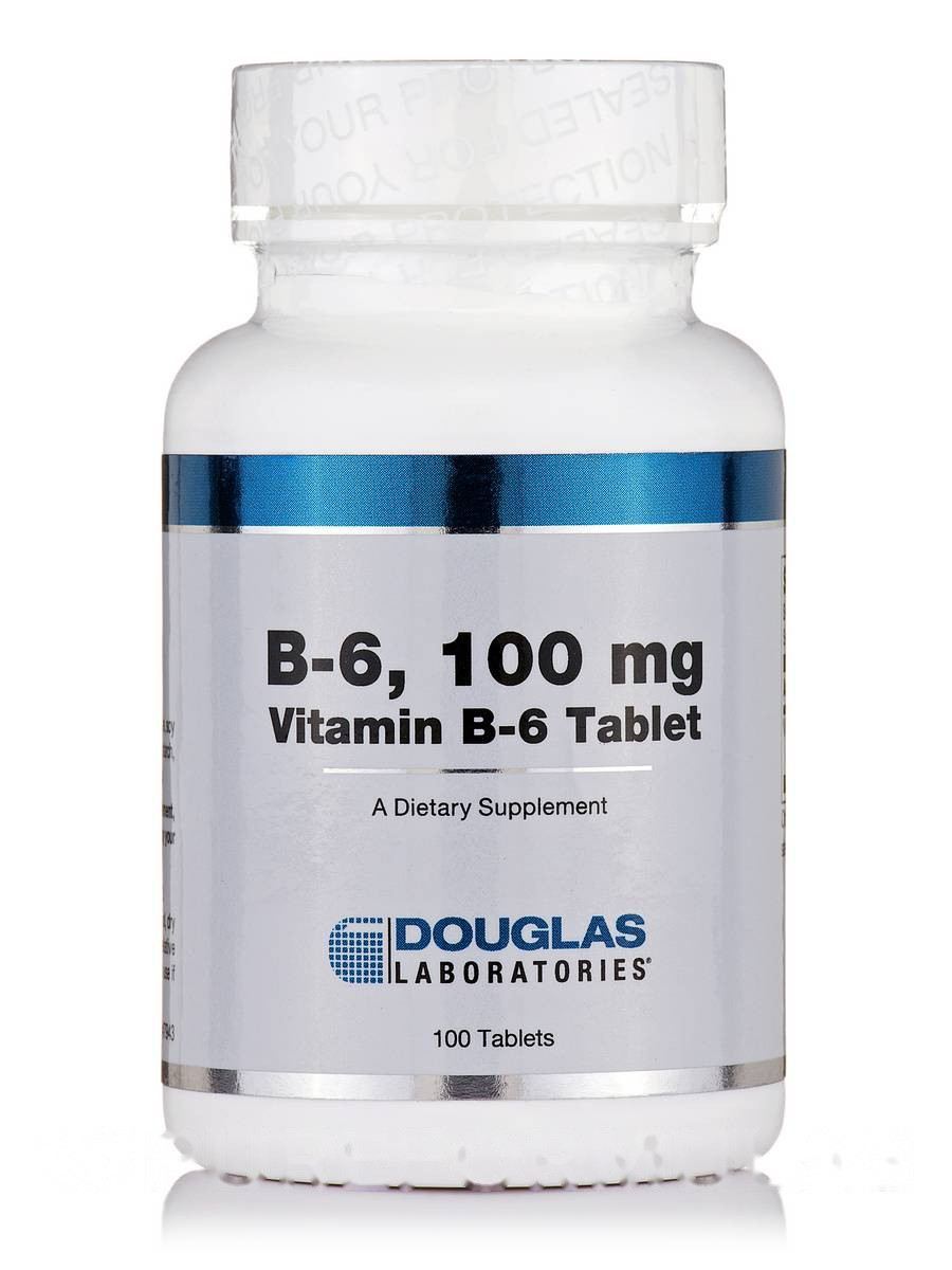 B-6 100 мг, B-6 100, Douglas Laboratories, 100 Tтаблеток BX847, фото 1
