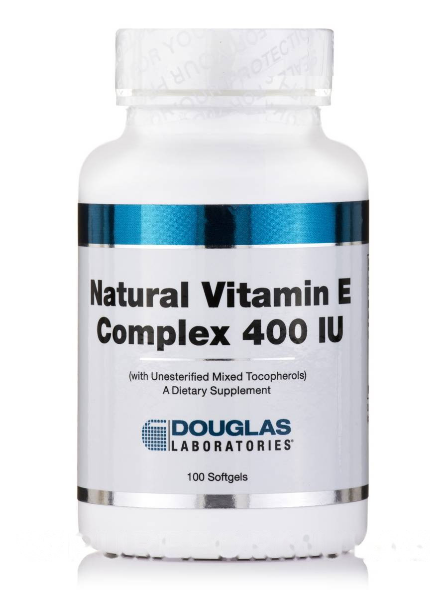 Натуральний комплекс вітаміну Е 400 МО, Natural Vitamin E Complex 400 IU, Douglas Laboratories, 100 м'яких BX8, фото 1