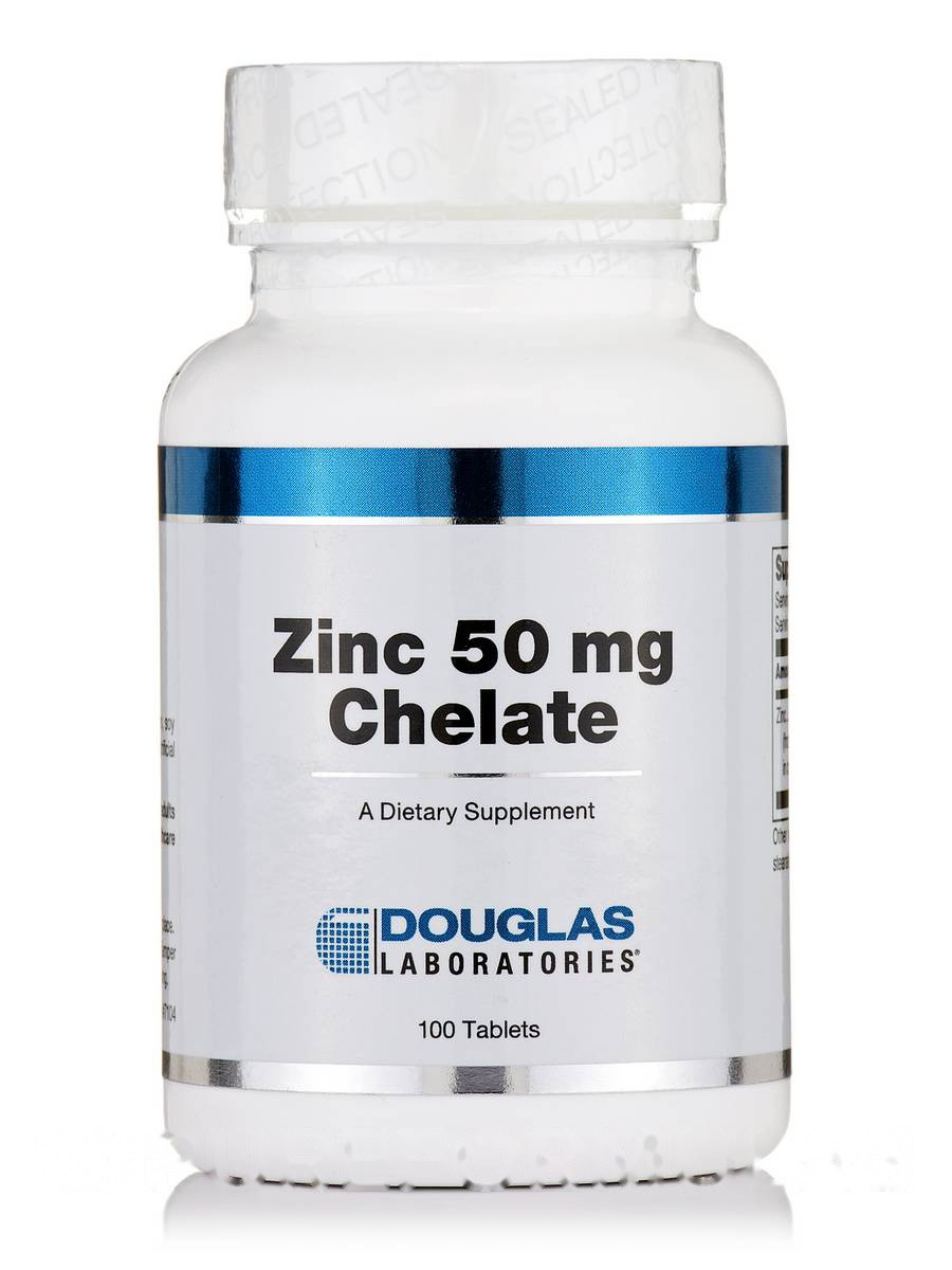 Цинк 50 мг Хелат, Zinc 50 mg Chelate, Douglas Laboratories, 100 таблеток BX866