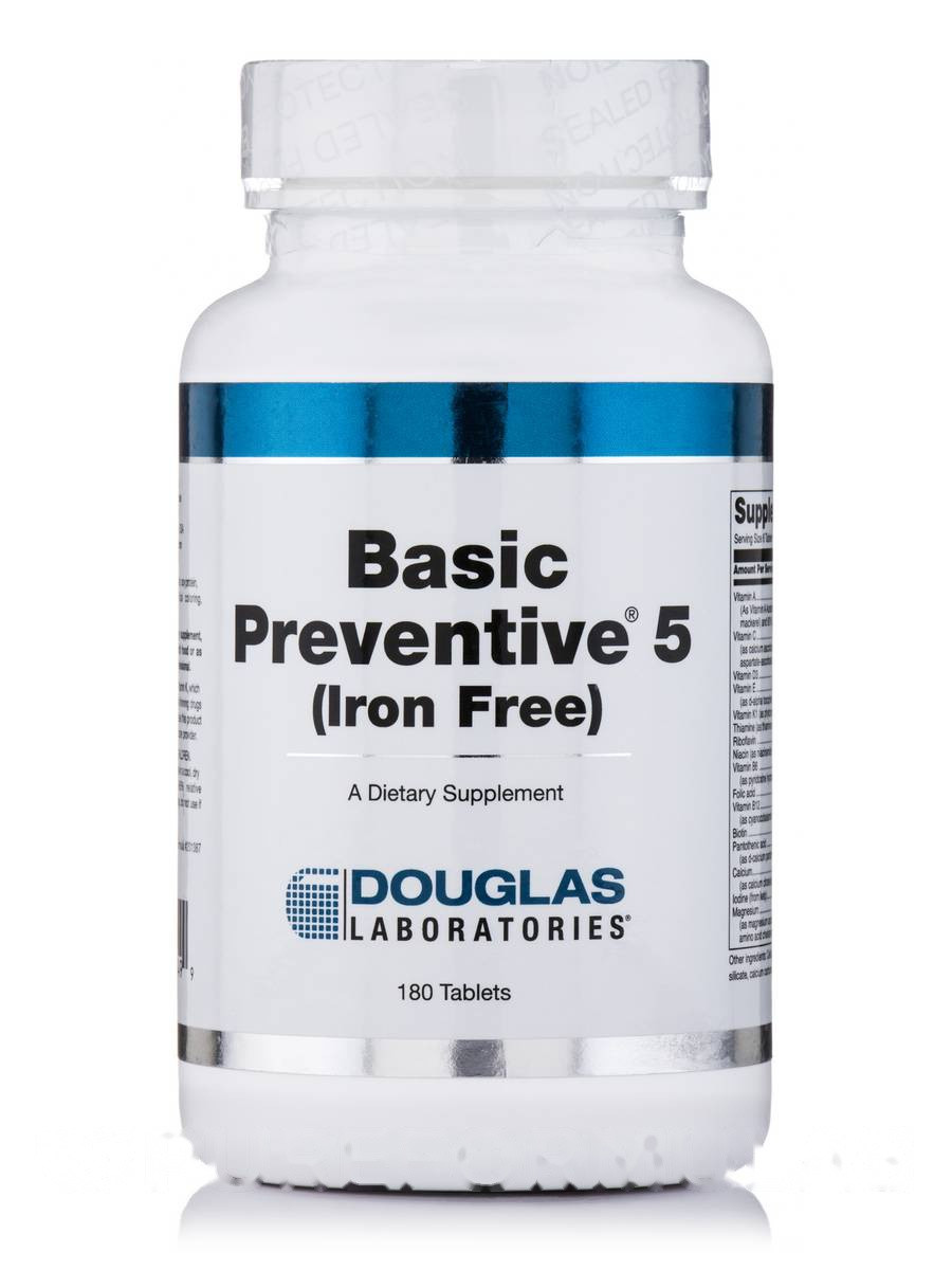 Основна профілактика 5 (без заліза), Basic Preventive 5 (Iron Free), Douglas Laboratories, 180 таблеток BX294, фото 1