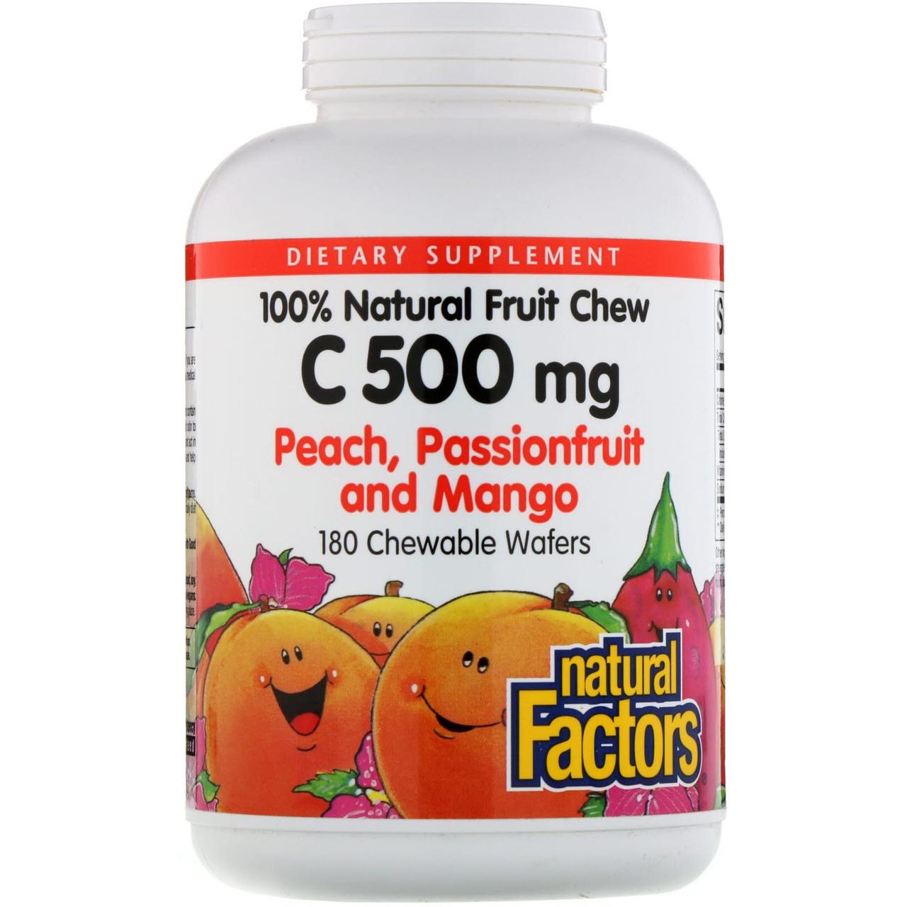 Вітамін С жувальний, C Chewable Peach, Natural Factors, 500 мг, 180 кон. BX339