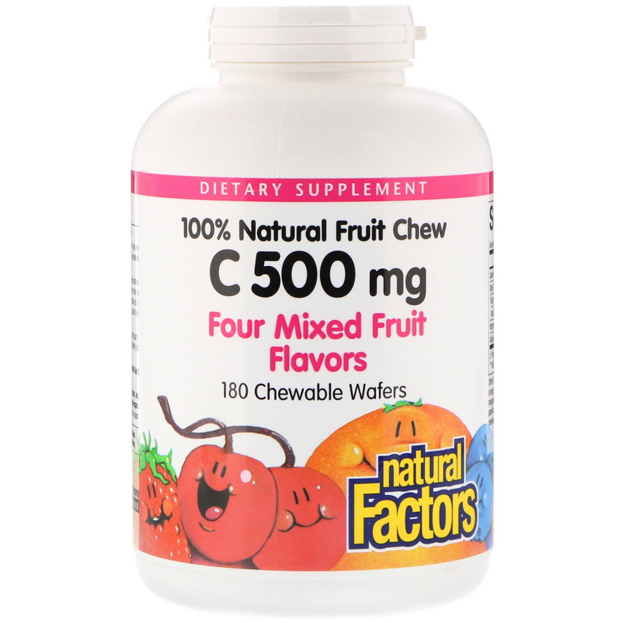Вітамін С жувальний, C 500 mg, Natural Factors, 180 цукерок BX340