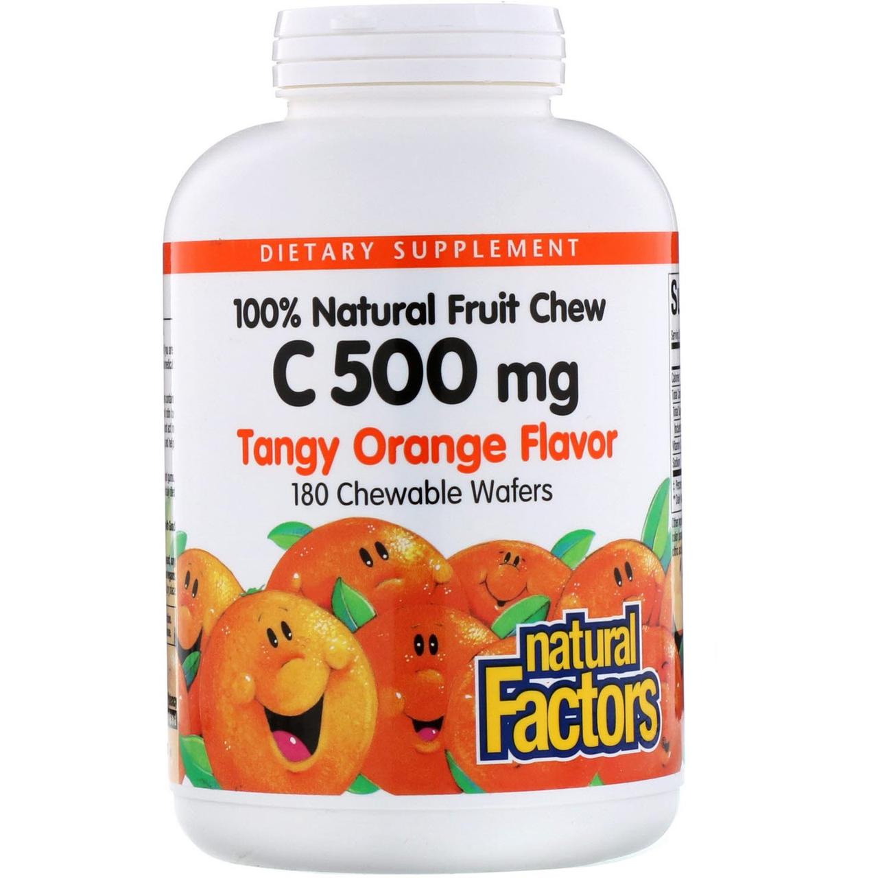 Вітамін С жувальний, C 500 mg, Natural Factors, 500 мг, 180 к. BX341