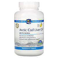 Nordic Naturals, Arctic Cod Liver Oil, Lemon Flavor, 1000 mg, 180 Softgels