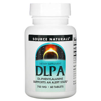 DL-Фенілаланін, DLPA, Source Naturals, 750 мг, 60 таблеток. BX937