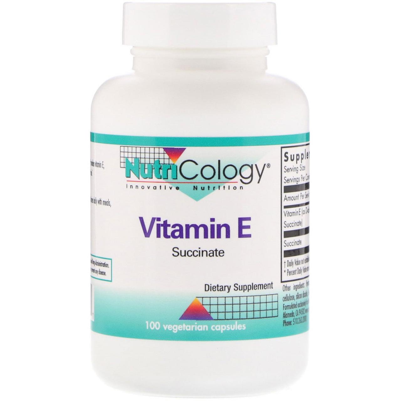 Nutricology, вітамін E, сукцинат, 100 рослинних капсул BX083