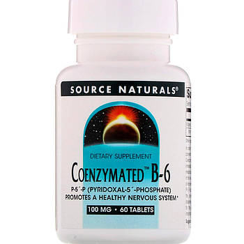 Вітамін В6, Source Naturals, коензимний, 100 мг, 60 табл. BX967