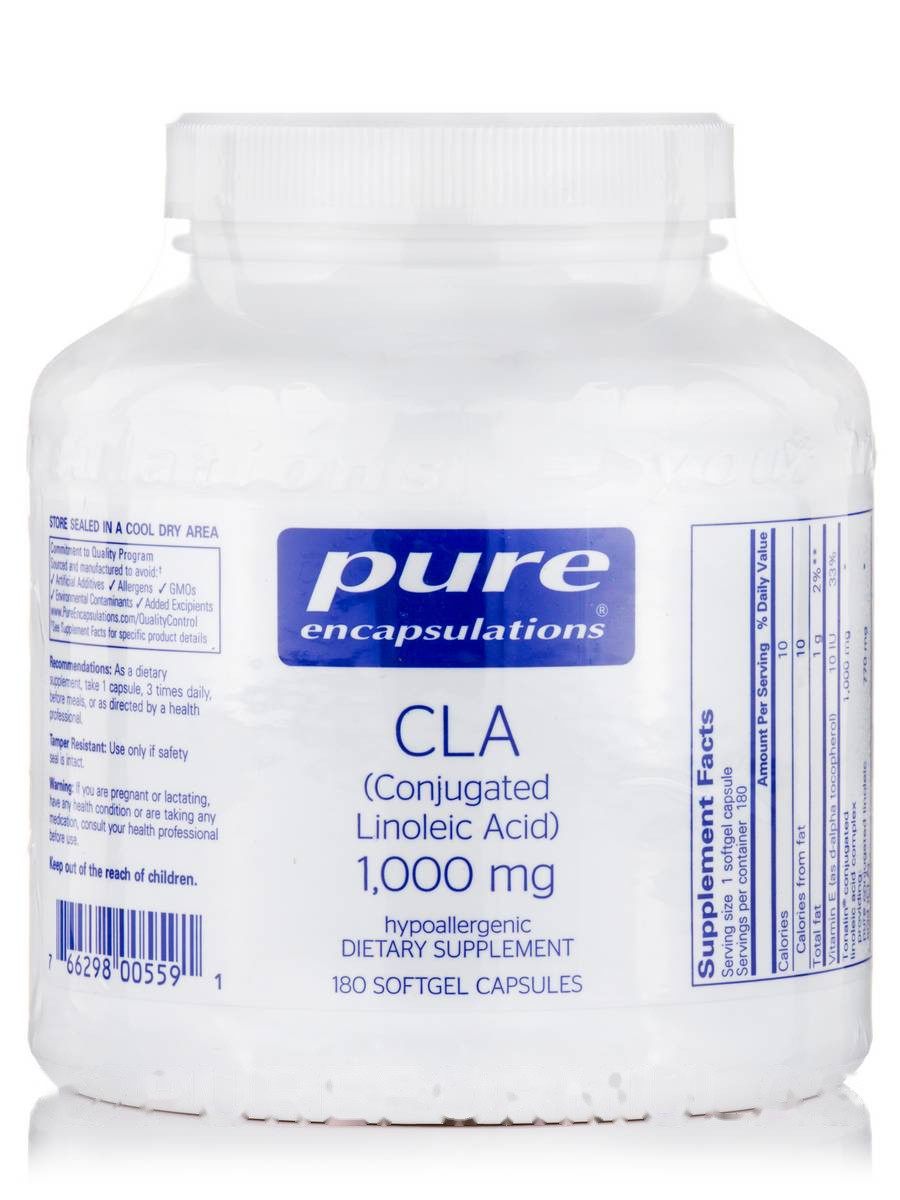 CLA (кон'югована лінолева кислота) 1000 мг, CLA (Conjugated Linolic Acid), Pure Encapsulations, 180 BX42