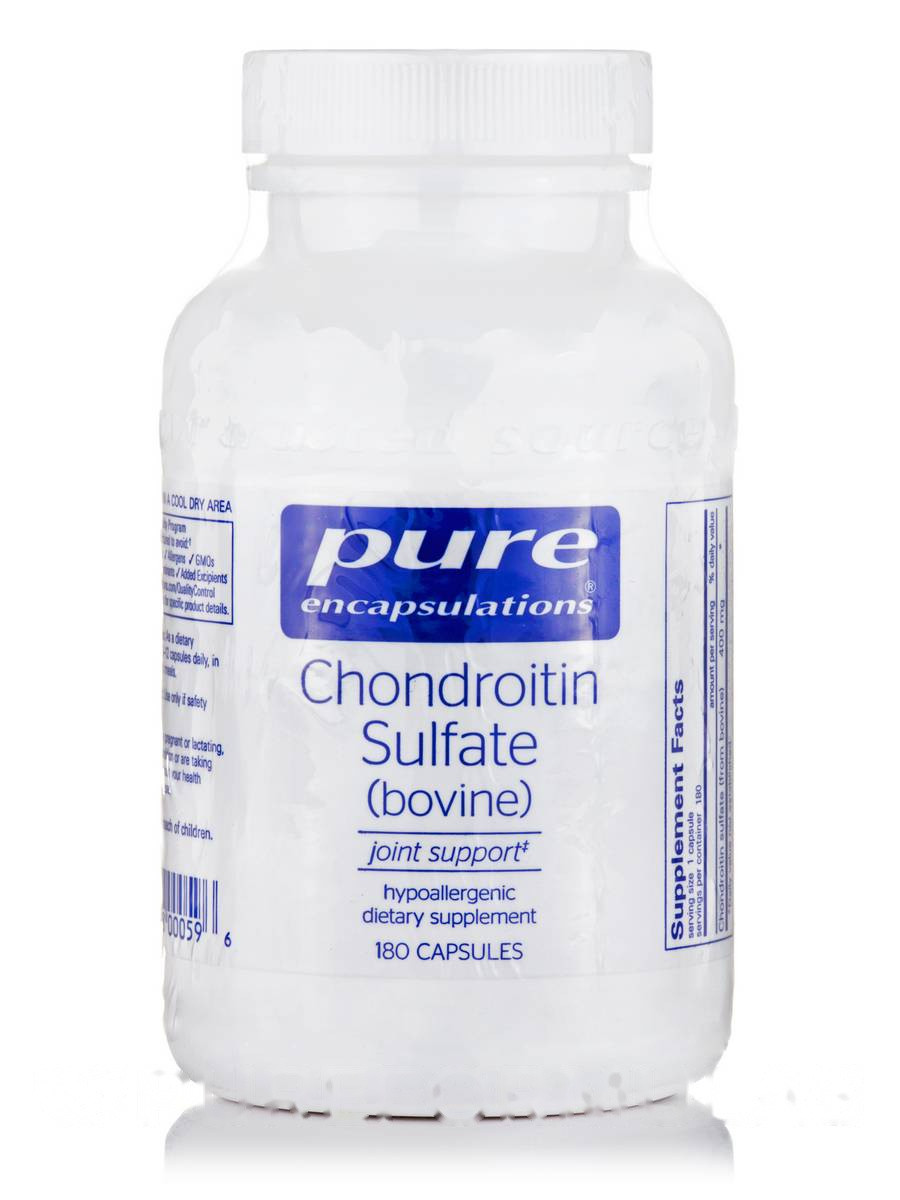Хондроїтинсульфат (шкіра), Chondroitin Sulfate (Bovine), Pure Encapsulations, 180 капсул BX428