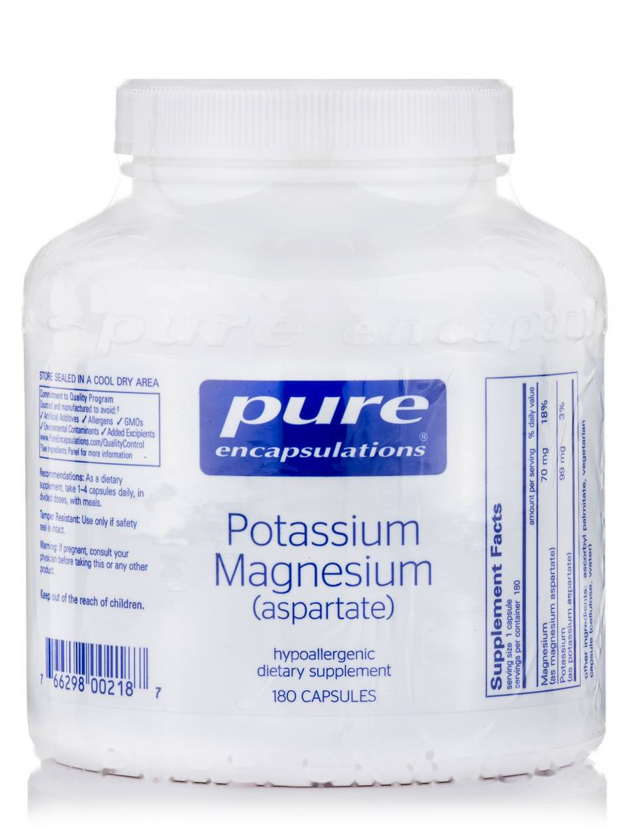 Калій магній (аспартат), Potassium Magnesium (Aspartate), Pure Encapsulations, 180 капсул BX672