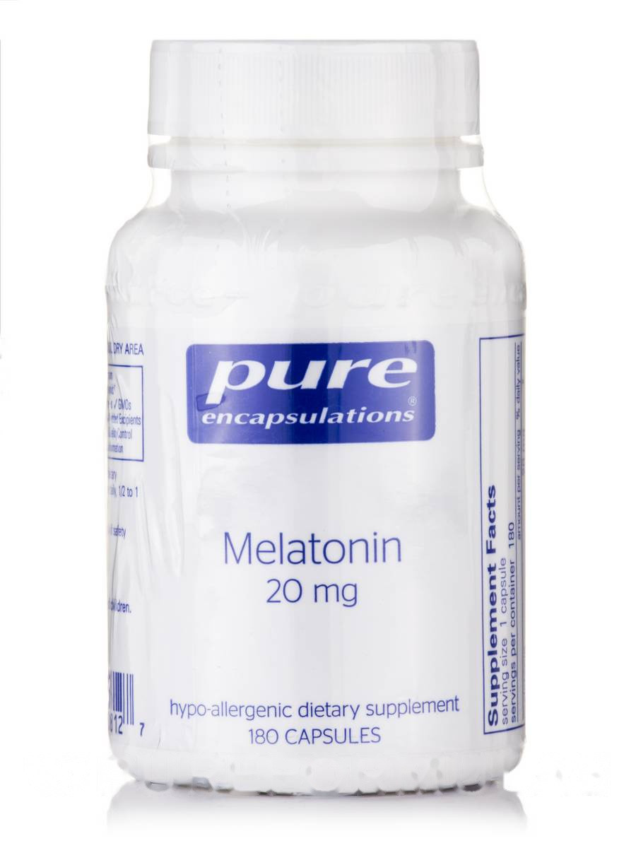 Мелатонін 20 мг, Melatonin, Pure Encapsulations, 180 капсул BX674, фото 1
