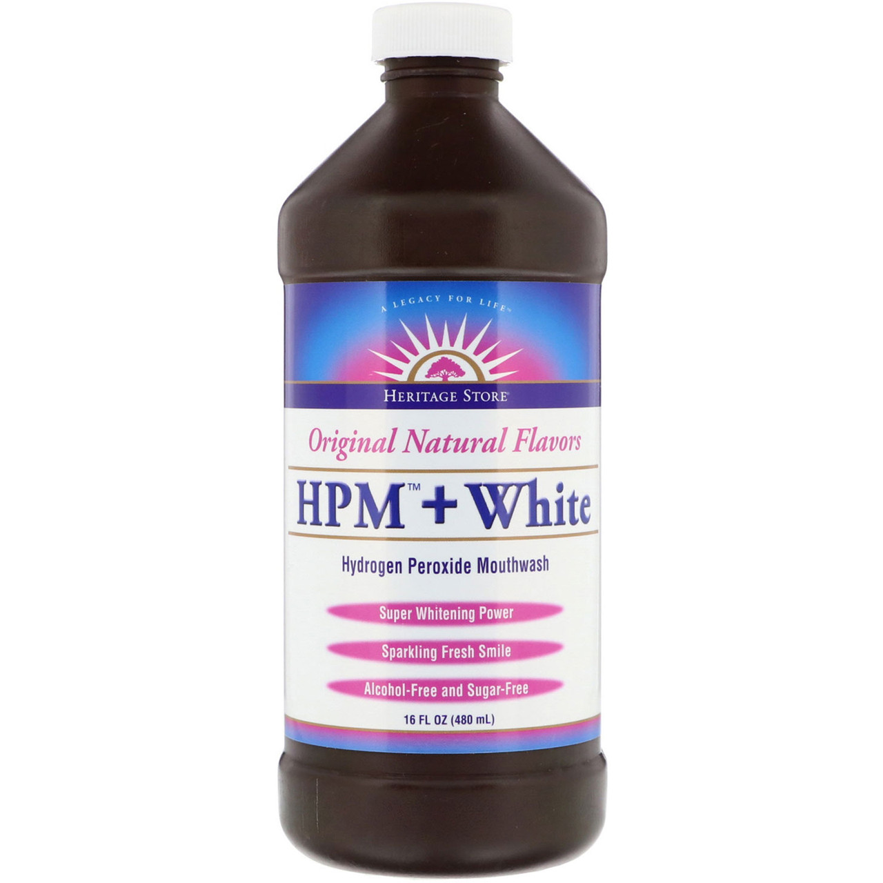 Heritage Store, HPM, Hydrogen Peroxide Mouthwash, Super Whitening Power, 16 fl oz (480 ml) BX069