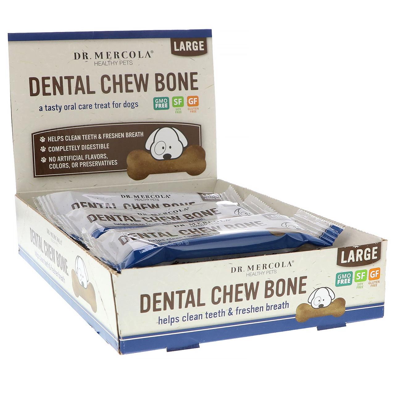 Dr. Mercola, Dental Chew Bone, Large, For Dogs, 12 Bones, 2.15 oz (61 g) Each BX944