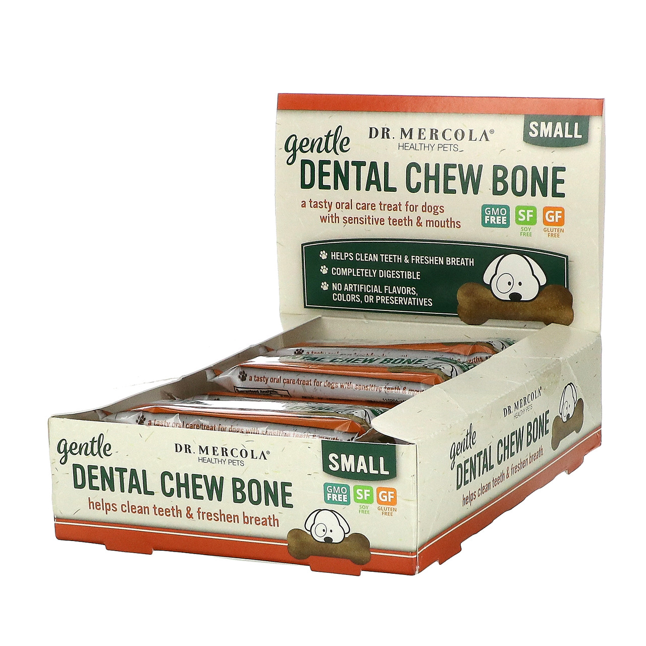 Dr. Mercola, Gentle Dental Chew Bone, Small, For Dogs, 12 Bones, 0.67 oz (19 g) Each BX945