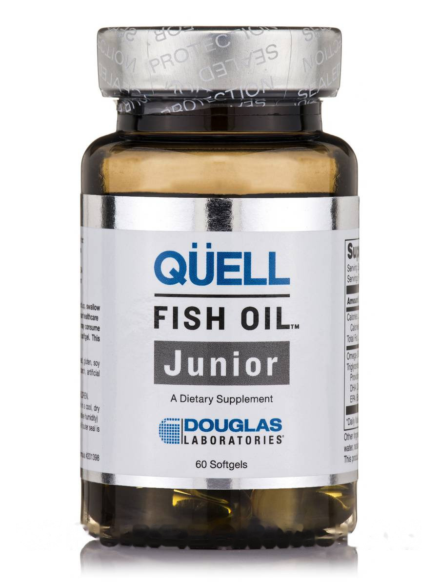 Заспокійливий риб'ячий жир, Quell Fish Oil Junior, Douglas Laboratories, 60 М'яких гелій BX186, фото 1