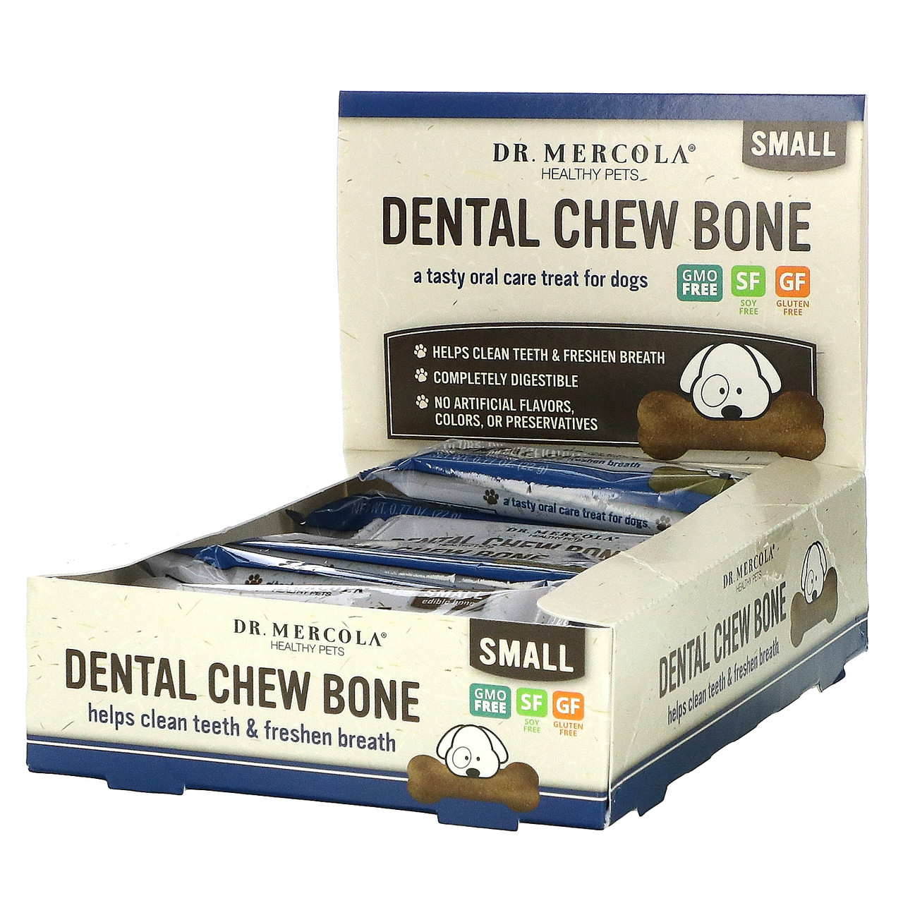 Dr. Mercola, Dental Chew Bone, Small, For Dogs, 12 Bones, 0.77 oz (22 g) Each BX957