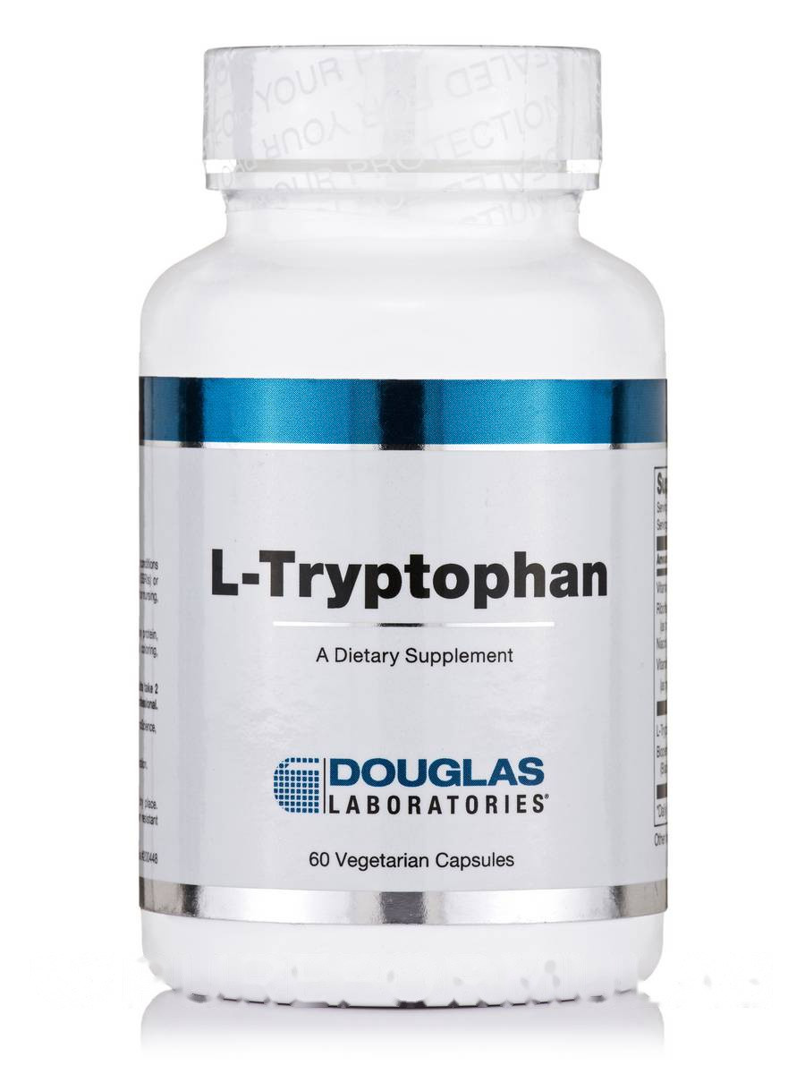L-триптофан, L-Tryptophan, Douglas Laboratories, 60 вегетаріанських капсул BX196, фото 1