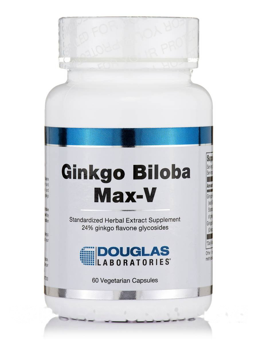 Гінкго білоба Макс-В, Ginkgo Biloba Max-V, Douglas Laboratories, 60 вегетаріанських капсул BX200