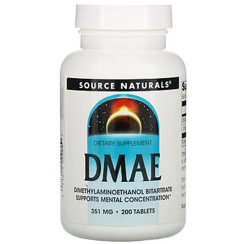 DMAE (Диметиламіноетанол), Source Naturals, 200 таблеток. BX798