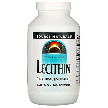 Лецитин, Lecithin, Source Naturals, 1200 мг, 200 капсул BX800